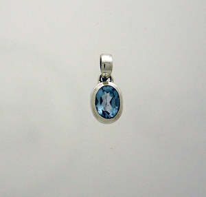 Pendants: Blue topaz Faceted 8x6mm Oval Pendant