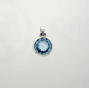 Pendants: Blue topaz Faceted 10mm Round Pendant