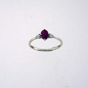Semi Precious Stone: Ruby and Cubic Zirconia Ring
