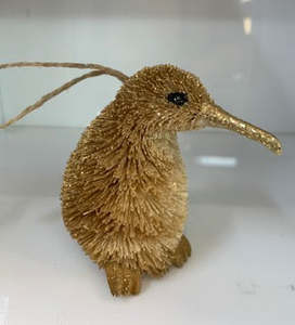 Xmas Decorations: New Zealand Kiwi Gold Glitter Decoration