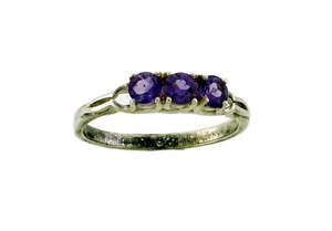 Amethyst 3 Stone Ring