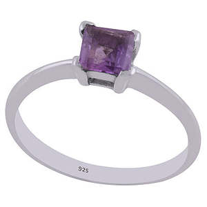 Semi Precious Stone Rings: Amethyst 6x6mm Ring