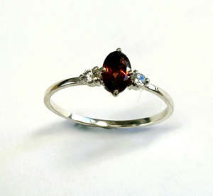 Semi Precious Stone Rings: Garnet & Cubic Zirconia Ring