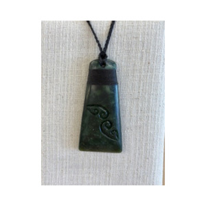 Jewellery: New Zealand Pounamu Toki (Adze) Koru (Spiral) Necklace