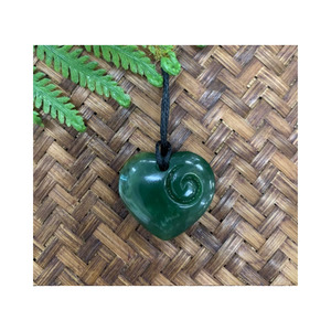 New Zealand Pounamu (Greenstone) Heart & Koru (Spiral) Necklace