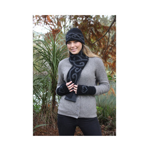 Lothlorian Possum & Merino Aroha Scarf - Black/Charcoal