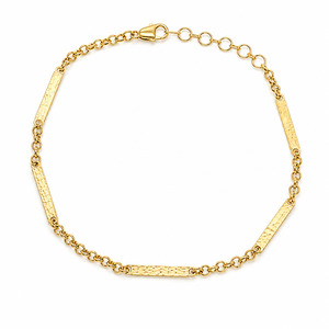 Bracelets: Gold Filled 14k Dapped Cable Chain Bracelet 6.5"/1"extender