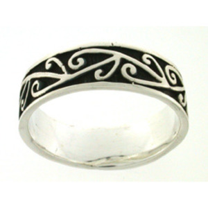 Mens Sterling Silver Kowhaiwhai Ring