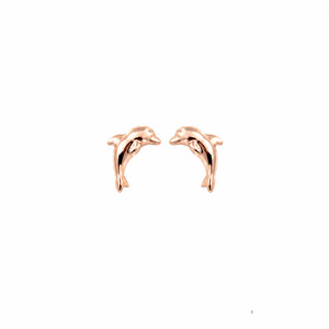 Earrings: Dolphin Stud Earrings Rose Gold Plated Sterling Silver