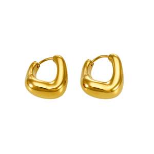 Earrings: Gold Plated Stainless Steel Organic Huggie Earrings