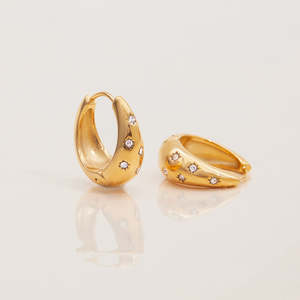 Gold Plated Stainless Steel Star Huggie Earrings