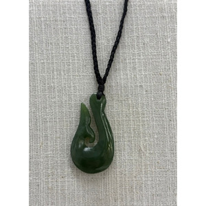 New Zealand Pounamu Fish Hook & Whale Tail (Hei Matau Muri Paraoa) Necklace