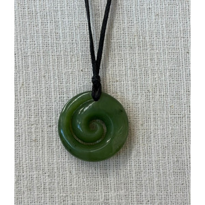 New Zealand Pounamu (Greenstone) Koru (Spiral) Necklace