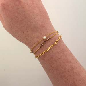 Pearl and Garnet Gold Plated on Brass Bracelet