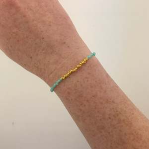 New Arrivals: Amazonite & Gold Plated Beads on Brass Bracelet