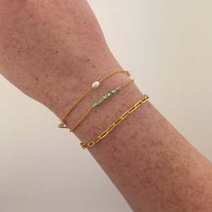 New Arrivals: Pearl & Amazonite Gold Plated Bracelet on Brass