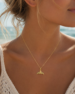 Whale Tail Gold Plated Sterling Silver Pendant