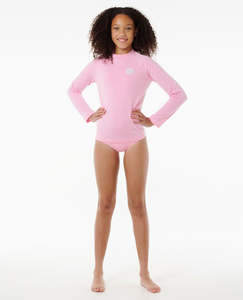 Girls Swim: RIP CURL ICON BRUSHED L/S-GIRL - BRIGHT PINK