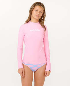 Girls Swim: RIP CURL CLASSIC SURF LS RASH VEST-GIRL - PINK