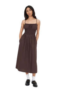 HUFFER WOMENS CRUISE EDEN MIDI DRESS - CACAO