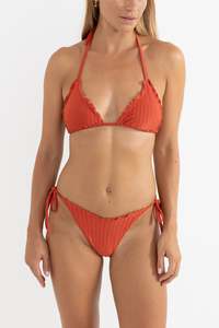 RHYTHM PACIFIC RIB SLIDE TRI TOP W/ HI CUT PANT - FIRE