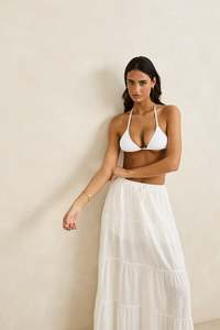 RHYTHM WOMENS CLASSIC TIERED MAXI SKIRT - WHITE