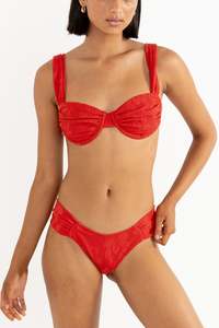 Rhythm: RHYTHM LEILANI SOFT STRAP BALCONETTE TOP W/ SOFT SIDE HOLIDAY PANT - RED