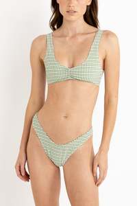 RHYTHM LOLA CHECK CROP TOP W/ HI CUT PANT - GREEN