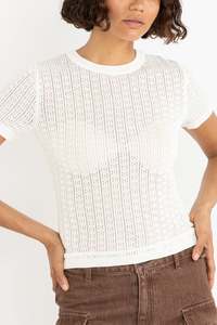 Rhythm: RHYTHM OJAI POINTELLE KNIT TOP - WHITE