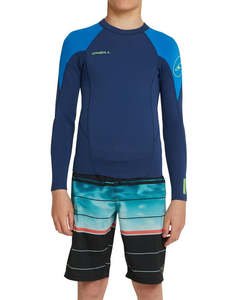 ONEILL BOYS REACTOR 2 L/S CREW 1.5MM - NAVY/ULTRA/DAYGLO