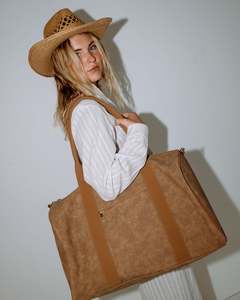 RUSTY ARIA SUEDE WEEKENDER BAG - TAN