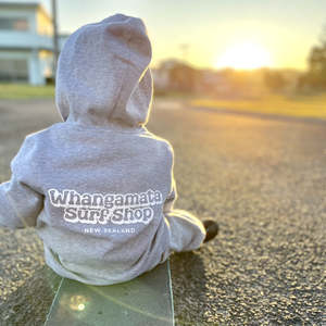 WHANGA SURF YOUTH BUBBLE LOGO HOOD - GREY MARLE