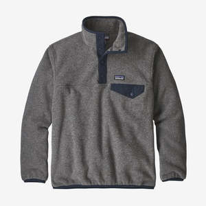 PATAGONIA BOYS LW SYNCH SNAP-T P/O - NICKEL W/ NAVY BLUE