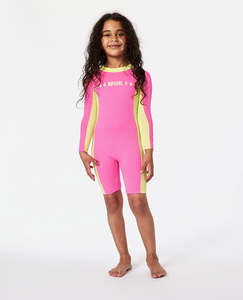 Girls Rash Vests: RIP CURL SUNKISS UPF LS SPRINGSUIT-GIRL - HOT PINK