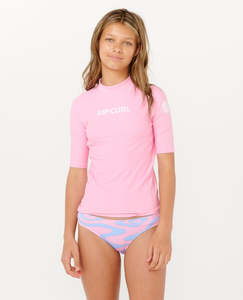 Girls Rash Vests: RIP CURL CLASSIC SURF SS RASHVEST-GITL - BRIGHT PINK