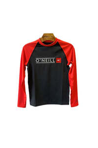Boys Rashvests: ONEILL BOYS REACTOR BLOCK LS RASHVEST - BLACK/RED