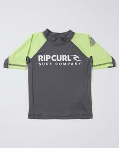 Boys Rashvests: RIP CURL SHOCK UPF S/S -BOY - LIME