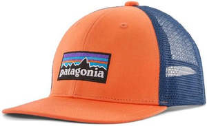 PATAGONIA K'S TRUCKER HAT - P-6 LOGO: ORANGE PEEL