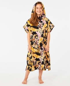 RIP CURL SWELL HOODED TOWEL - GIRL - BLACK