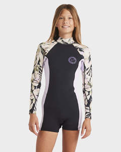 Girls Spring Suits: BILLABONG TEEN SPRING FEVER LS SPG 2MM - BLACK FLORAL