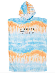 Boys Hooded Towel: RIP CURL HOODED PRINT TOWEL - BOY - BLUE/WHITE