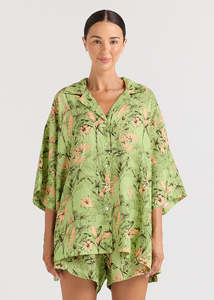 Poolside Paradiso: POOLSIDE PARADISO TROPICO 100% LINEN OVERSHIRT - MGA
