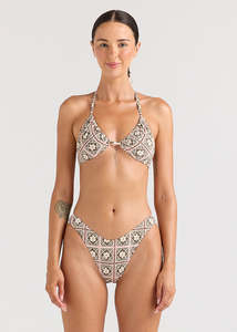POOLSIDE PARADISO STELLA RUCHED HALTER TOP W/ HIGH CUT CHEEKY BOTTIM - COC