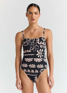 POOLSIDE PARADISO JAMAICA BANDEAU ONE PIECE - BLACK