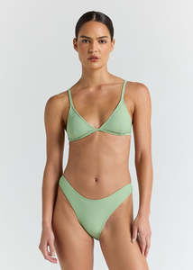 POOLSIDE PARADISO BRALETTE TRI TIE TOP W/ HI CUT CHEEKY BOTTOM - PALM