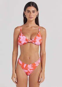 Poolside Paradiso: POOLSIDE PARADISO MOOREA KNOT TOP W/ MOOREA HIGH CUT CURVE BOTTOM - WATERMELLON