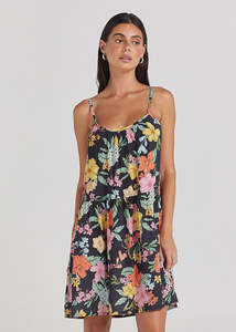 Poolside Paradiso: POOLSIDE PARADISO TROPICS SLIP BABYDOLL DRESS - HIBISCUS