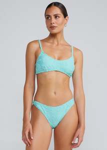 POOLSIDE PARADISO MAI TAI SCOOP BRALETTE TOP W/ MAI TAI HIGH CUT CURVE BOTTOM - AQUA