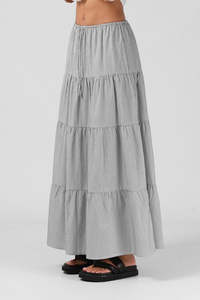 RPM RUBY MAXI SKIRT - B/W PINSTRIPE