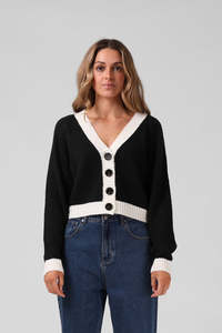 RPM CROPPED CARDIGAN - BLACK